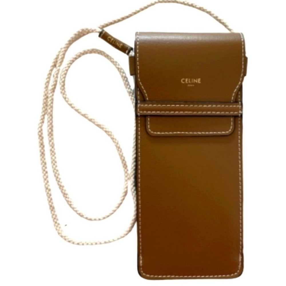 Celine Brown and White Crossbody Bag with Minimalist Design